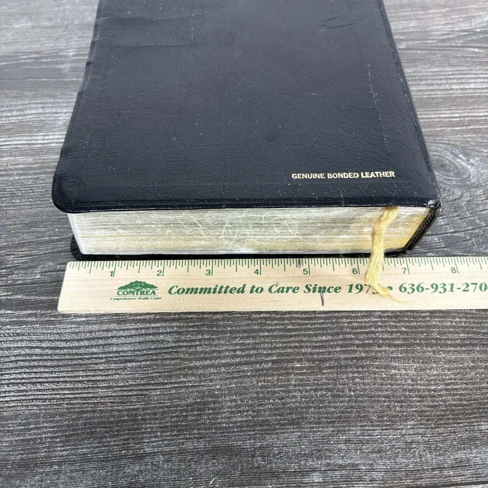 Holy Bible NKJV New Open Bible Study Large Print Black Bonded Leather Nelson